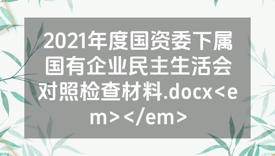 2021年度国资委下属国有企业民主生活会对照检查材料.docx<em></em>