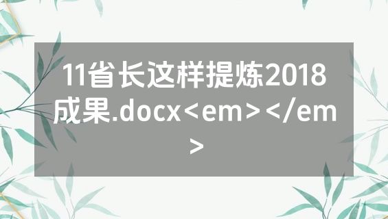 11省长这样提炼2018成果.docx<em></em>