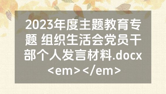 2023年度主题教育专题 组织生活会党员干部个人发言材料.docx<em></em>