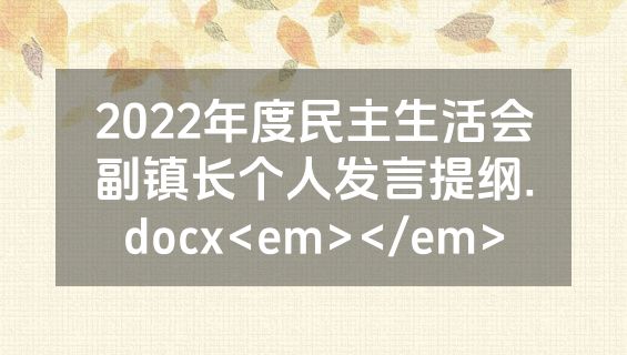 2022年度民主生活会副镇长个人发言提纲.docx<em></em>