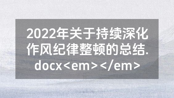 2022年关于持续深化作风纪律整顿的总结.docx<em></em>