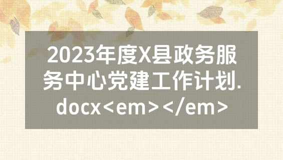 2023年度X县政务服务中心党建工作计划.docx<em></em>