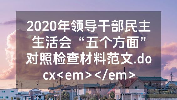 2020年领导干部民主生活会“五个方面”对照检查材料范文.docx<em></em>
