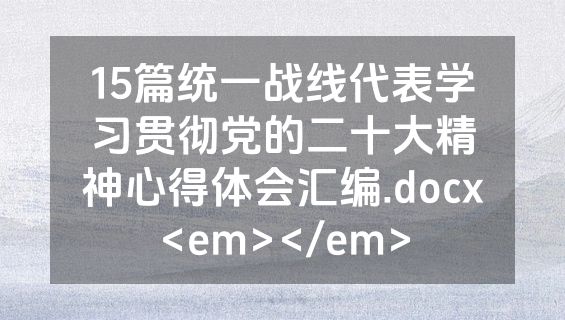 15篇统一战线代表学习贯彻党的二十大精神心得体会汇编.docx<em></em>