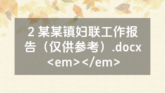 2 某某镇妇联工作报告（仅供参考）.docx<em></em>