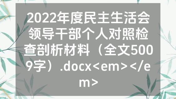 2022年度民主生活会领导干部个人对照检查剖析材料（全文5009字）.docx<em></em>