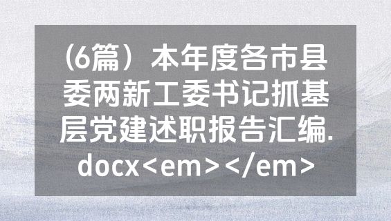 (6篇）本年度各市县委两新工委书记抓基层党建述职报告汇编.docx<em></em>