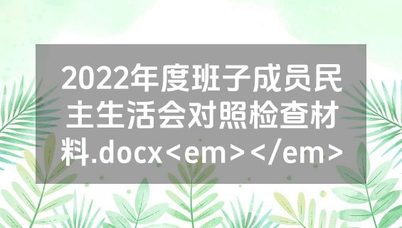 2022年度班子成员民主生活会对照检查材料.docx<em></em>