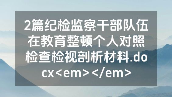 2篇纪检监察干部队伍在教育整顿个人对照检查检视剖析材料.docx<em></em>