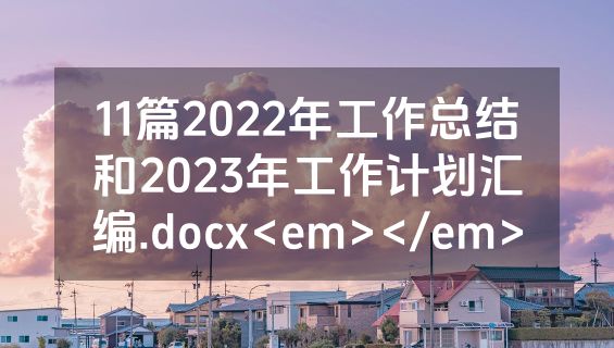 11篇2022年工作总结和2023年工作计划汇编.docx<em></em>