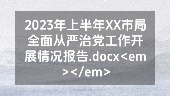 2023年上半年XX市局全面从严治党工作开展情况报告.docx<em></em>