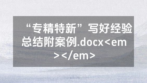 “专精特新”写好经验总结附案例.docx<em></em>