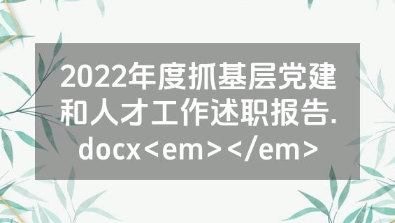 2022年度抓基层党建和人才工作述职报告.docx<em></em>
