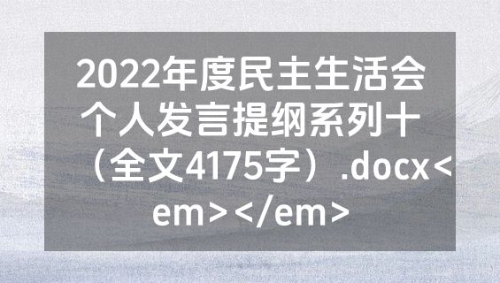 2022年度民主生活会个人发言提纲系列十（全文4175字）.docx<em></em>