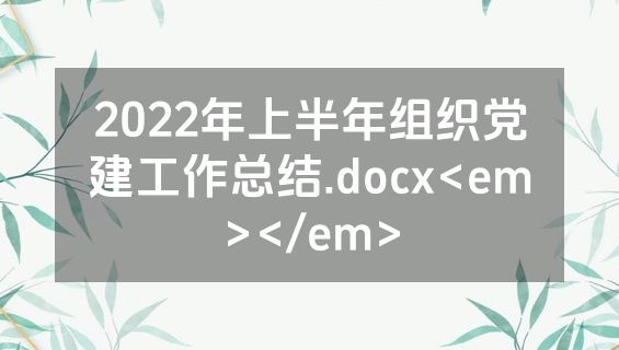 2022年上半年组织党建工作总结.docx<em></em>