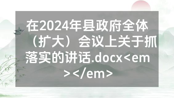 在2024年县政府全体（扩大）会议上关于抓落实的讲话.docx<em></em>