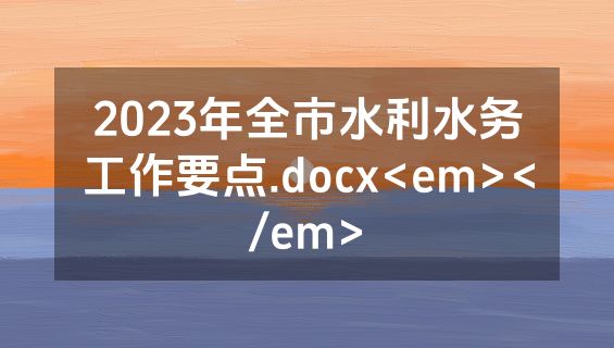 2023年全市水利水务工作要点.docx<em></em>