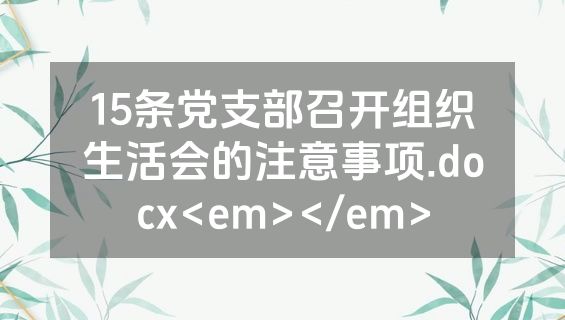 15条党支部召开组织生活会的注意事项.docx<em></em>