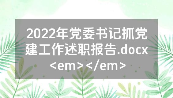 2022年党委书记抓党建工作述职报告.docx<em></em>