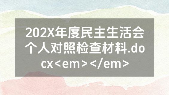 202X年度民主生活会个人对照检查材料.docx<em></em>