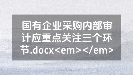 国有企业采购内部审计应重点关注三个环节.docx<em></em>