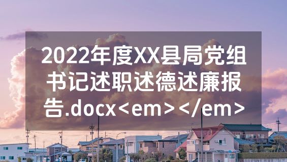 2022年度XX县局党组书记述职述德述廉报告.docx<em></em>