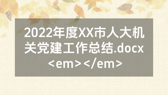 2022年度XX市人大机关党建工作总结.docx<em></em>