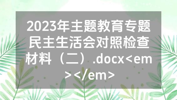 2023年主题教育专题民主生活会对照检查材料（二）.docx<em></em>