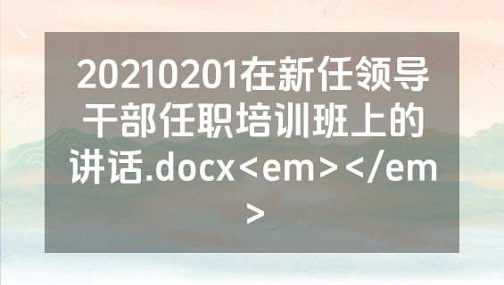 20210201在新任领导干部任职培训班上的讲话.docx<em></em>
