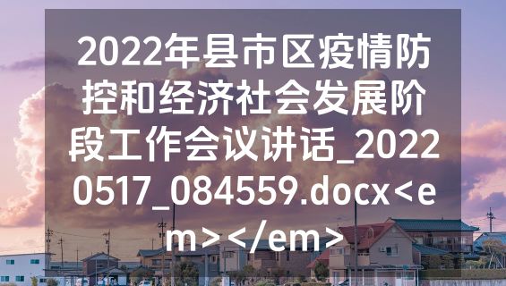 2022年县市区疫情防控和经济社会发展阶段工作会议讲话_20220517_084559.docx<em></em>