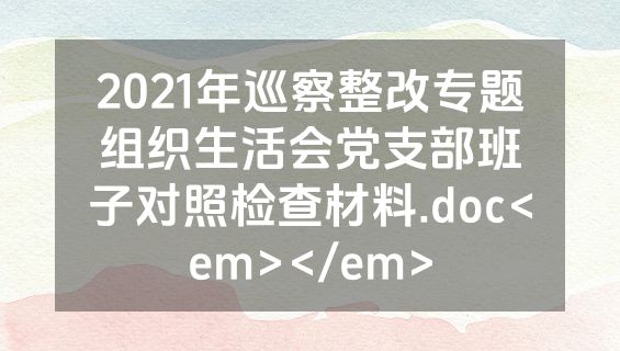 2021年巡察整改专题组织生活会党支部班子对照检查材料.doc<em></em>