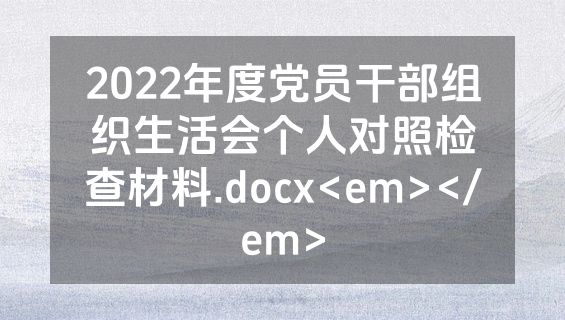 2022年度党员干部组织生活会个人对照检查材料.docx<em></em>