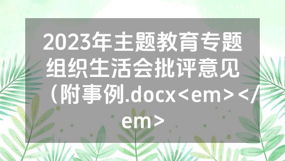 2023年主题教育专题组织生活会批评意见（附事例.docx<em></em>