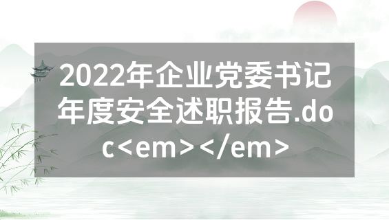 2022年企业党委书记年度安全述职报告.doc<em></em>