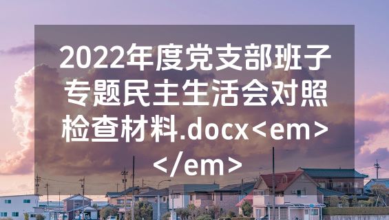 2022年度党支部班子专题民主生活会对照检查材料.docx<em></em>
