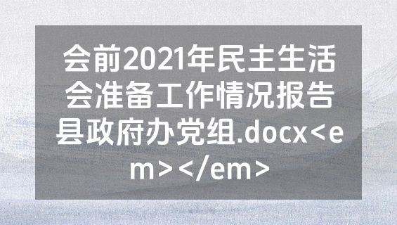 会前2021年民主生活会准备工作情况报告县政府办党组.docx<em></em>