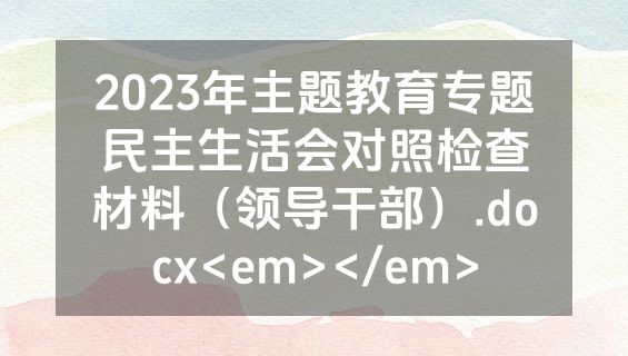 2023年主题教育专题民主生活会对照检查材料（领导干部）.docx<em></em>