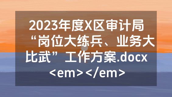 2023年度X区审计局“岗位大练兵、业务大比武”工作方案.docx<em></em>