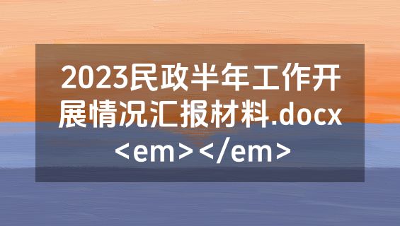 2023民政半年工作开展情况汇报材料.docx<em></em>