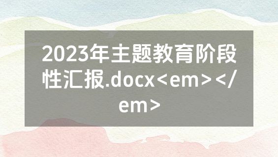 2023年主题教育阶段性汇报.docx<em></em>