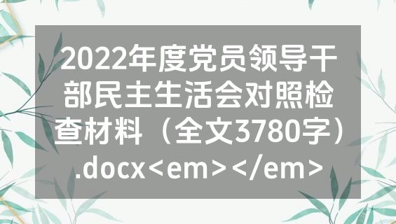 2022年度党员领导干部民主生活会对照检查材料（全文3780字）.docx<em></em>