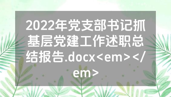 2022年党支部书记抓基层党建工作述职总结报告.docx<em></em>