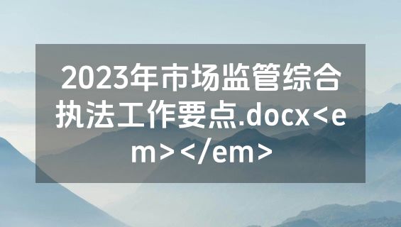 2023年市场监管综合执法工作要点.docx<em></em>
