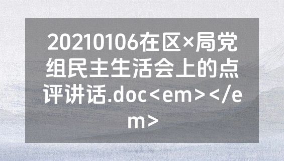 20210106在区×局党组民主生活会上的点评讲话.doc<em></em>