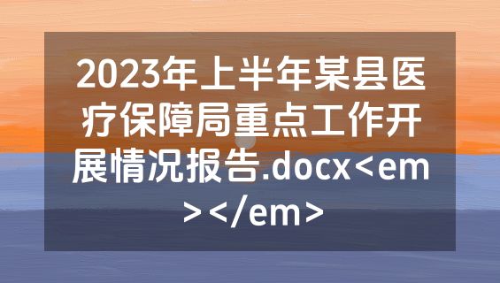 2023年上半年某县医疗保障局重点工作开展情况报告.docx<em></em>