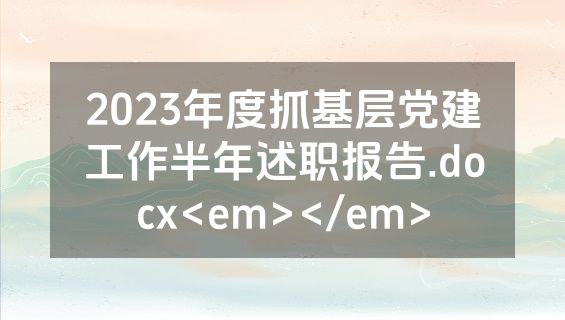 2023年度抓基层党建工作半年述职报告.docx<em></em>