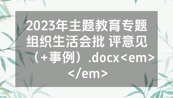 2023年主题教育专题组织生活会批 评意见（+事例）.docx<em></em>