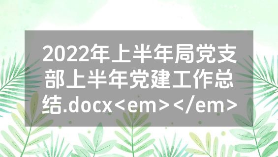 2022年上半年局党支部上半年党建工作总结.docx<em></em>