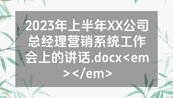 2023年上半年XX公司总经理营销系统工作会上的讲话.docx<em></em>