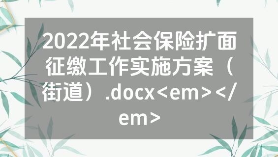 2022年社会保险扩面征缴工作实施方案（街道）.docx<em></em>